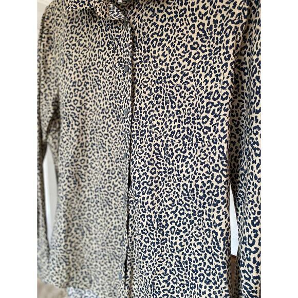 J Crew Leopard Print Blouse Button Up Shirt Long Sleeve Animal Preppy Business - Picture 4 of 6